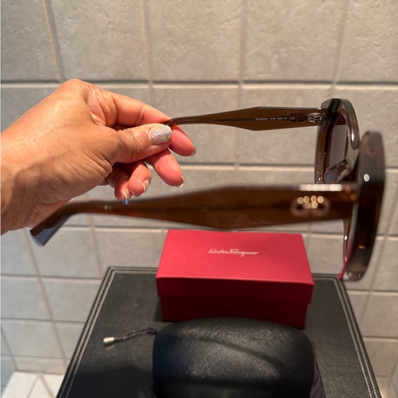 Salvatore Ferragamo Dark Brown Sunglasses - Picture 4 of 12